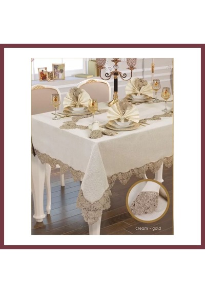 Storeşahin Angles Flora El İşi Yemek Takımı 17 Parça Masa Seti 8 Kişilik 165 265 Cm Runner Set Krem-gold Shn0720 Krem - Gold Storeşahin Angles Flora El İşi Yemek Takımı 17 Parça Masa Seti 8 Kişilik 165 265 Cm Runner Set Krem-gold Shn0720 Krem - Gold