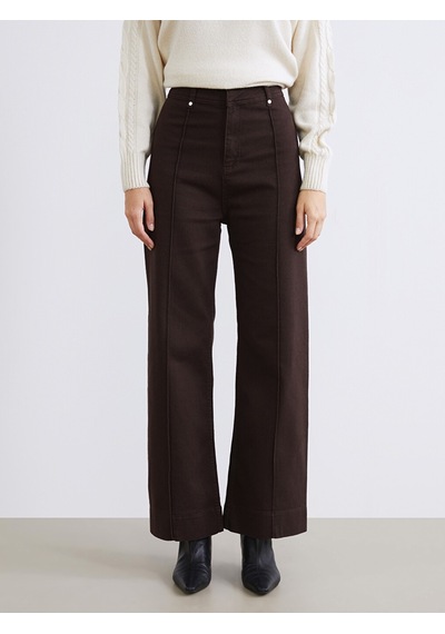 Lcw Modest Kahverengi Dar Fit Geniş Paça Kadın Pantolon