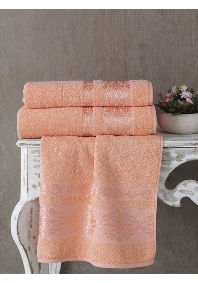 Cotton Jakarlı Rebeka Banyo Havlusu 70x140 Somon