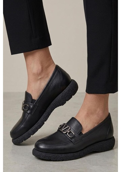 Pisagor Ps-44331 Hakiki Deri Kadın Loafer Ayakkabı Sıyah