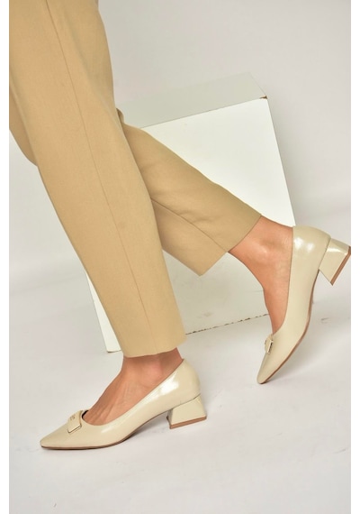 Fox Shoes Y820771260 Ten Rustik Alçak Topuklu Kadın Ayakkabı Ten
