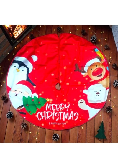 Profesyonel Vıp Kalite Çam Ağacı Eteği Yılbaşı Ağacı Altlığı Noel Figürlü 88 Cm Çapında Büyük Model