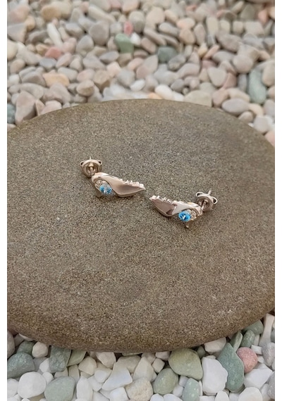 Chavin Topaz Melek Kanadı 0.02 Carat Gümüş Küpe Ey48 Beyaz