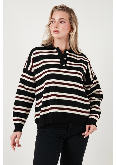Lela Bayan Polo Yaka Kazak 4615259 Siyah Siyah