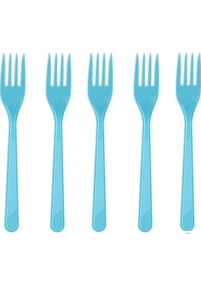 Mavi Plastik Çatal 18 Cm-25 Adet Abanoz - Beyaz