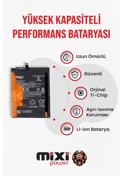 Xiaomi Redmi Note 9s Uyumlu Tam Kapasite Batarya 1 Yıl