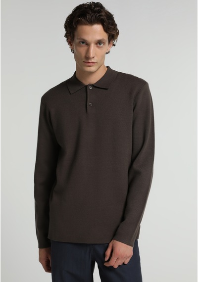 Colin's Colins Regular Fit Polo Yaka Jakarlı Erkek Kahverengi Kazak Cl1076234 Q1.v1 Brw