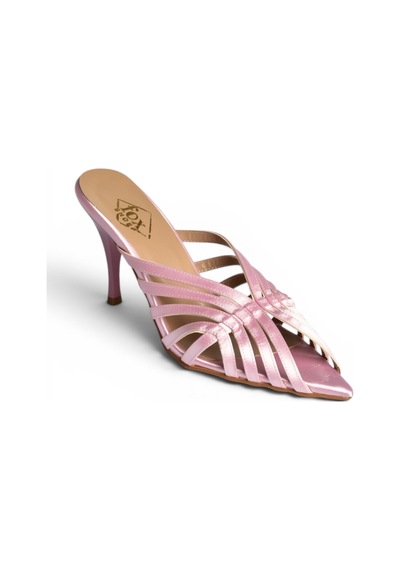 Fox Shoes Y752132704 Pudra Saten Kumaş İnce Topuklu Kadın Terlik