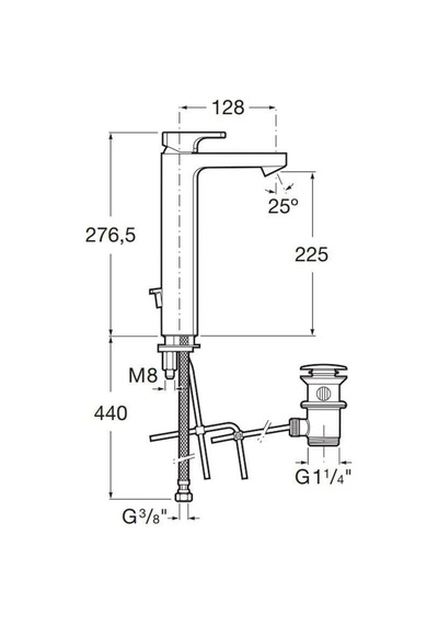 Roca Lavabo Bataryası , L90, Yüksek, Krom, A5a3g01c00 Gri