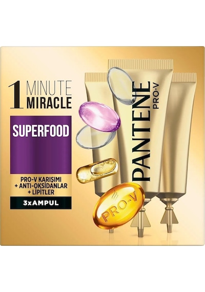 Pantene Ampul 1 Dakikada Mucize Superfood 3'lü 15 Ml