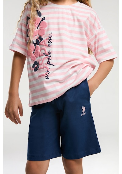 U.S. Polo Assn. U.s. Polo Assn Kız Çocuk Pembe Bermuda Takım Us2074-c-v2 Pembe