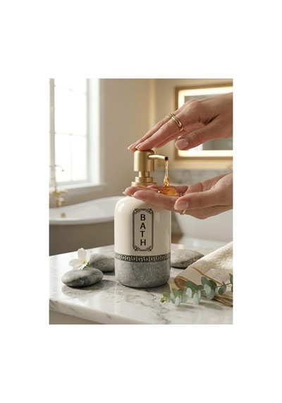 Porselen Sıvı Sabunluk - Lüks Banyo Ve Mutfak Sabunluk - 350 Ml Gri - 887962033 Gri