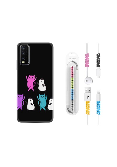 Vivo Y11S Kılıf Kablo Koruyuculu Cat Dance 1824
