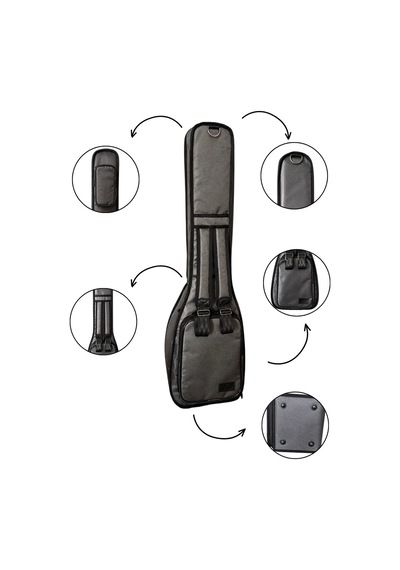Bağlama Çantası 1900 Denye Gri Su Geçirmez Pedli Soft Case Kısa Sap Saz Kılıfı