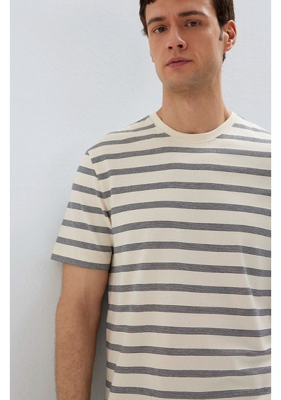 Mavi M0613336-70057 Çizgili Tişört Erkek T-shirt Bej