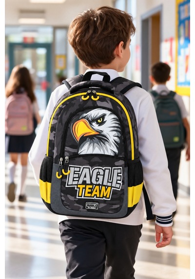 İlkokul Okul Çantası Eagle Team Kartal Takımı Sırt Çantası 42x30x13 Cm Desenli