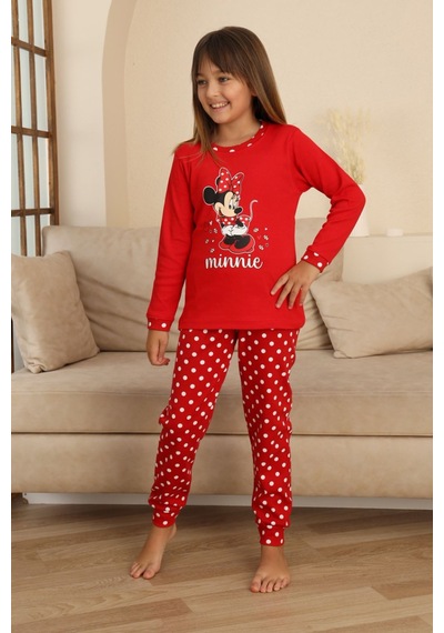 Miniğimin Cicileri Mnn Puantiye Baskılı Kız Çocuk Pijama Takı... Kırmızı