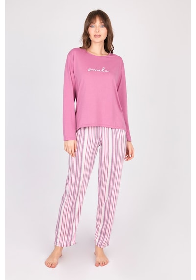 Burcumay Kadın Uzun Kollu Yumuşak Dokulu Mor Pijama Takımı Mor
