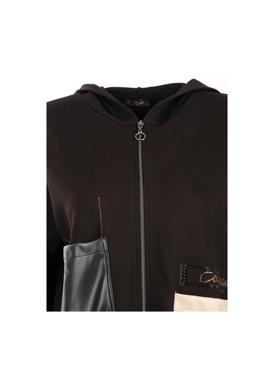 Vedi-bb Oversize Kapüşonlu Fermuarlı Cep Detaylı Kadın Ceket - Minimalist Streetwear Siyah Vedi-bb Oversize Kapüşonlu Fermuarlı Cep Detaylı Kadın Ceket - Minimalist Streetwear Siyah