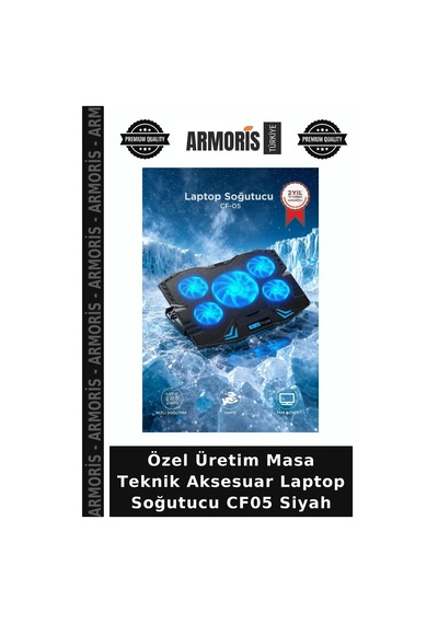 Özel Üretim Masa Teknik Aksesuar Laptop Soğutucu Cf05 Siyah
