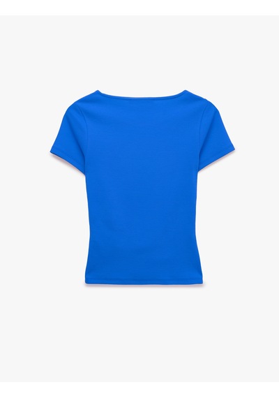 Koton Pamuklu Slim Fit Kayık Yaka Kısa Kollu Drapeli Tişört Saks 7wal10350ık Saks Mavi Koton Pamuklu Slim Fit Kayık Yaka Kısa Kollu Drapeli Tişört Saks 7wal10350ık Saks Mavi