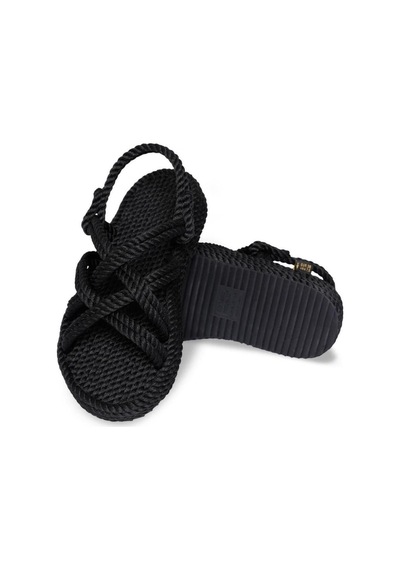 Nomadic Republic Bodrum Platform Kadın Halat Sandalet BOD.0020.P-R1534 Siyah