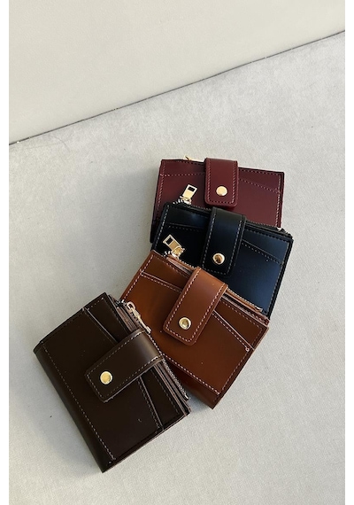 Shule Bags Payer Çıtçıtlı Kadın Cüzdan Siyah Siyah