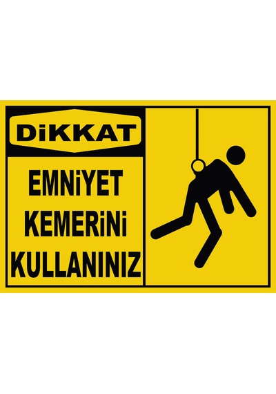 Jetyazdır Uyarı Levhaları ''dikkat Emniyet Kemerini Kullanınız '' A4 Pvc 30 21 Cm