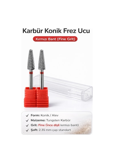 Karbür Çıkartma Freze Başlığı Kırmızı - Koni 30.28.01. Adet Fiyatı