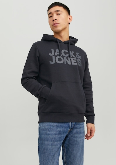 Jack & Jones Kapüşonlu Logolu Sweatshirt - Corplogo 12152840 - 3 Black Koyu Siyah