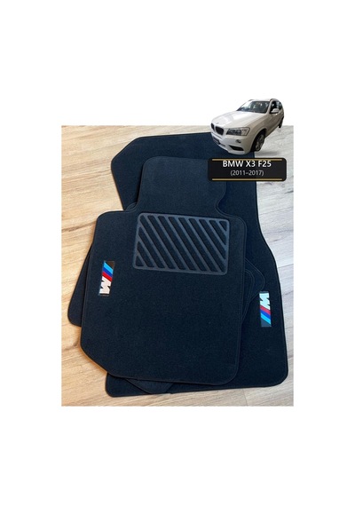 Oto Halı Paspas Seti Bmw X3 F25 2011 2017 Uyumlu Sport Kaymaz & Şık Tasarım - Siyah M Logolu - Tasarım 12