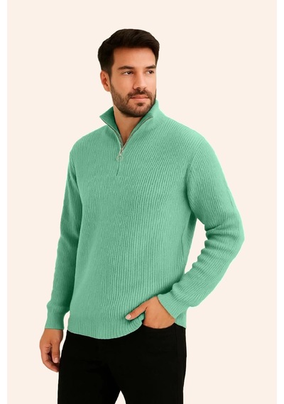 Novalisse Erkek Fitilli Triko Kazak 3 Lü Set Mint Yeşili Siyah Füme Kalın Dokuma Pamuklu Regular Fit Çoklu Renk