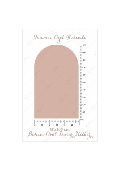 MSticker Bohem Tarzı Oval Pembe Duvar Dekorasyon Sticker 60x100 Cm