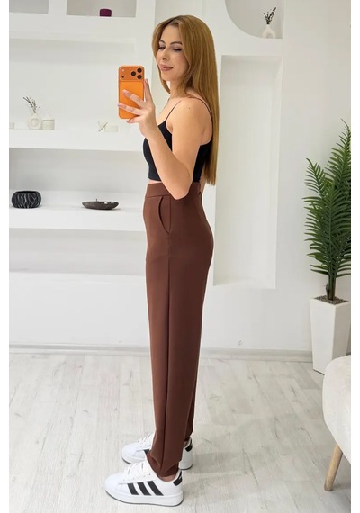Fiolin Soft Touch Modal Kumaş Balon Pantolon Kahverengi