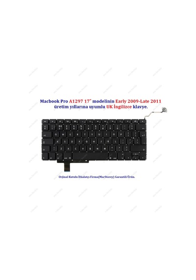 Apple Uyumlu MacBook Pro İle 17inc A1297 Klavye Tuş Takımı Uk-ingilizce