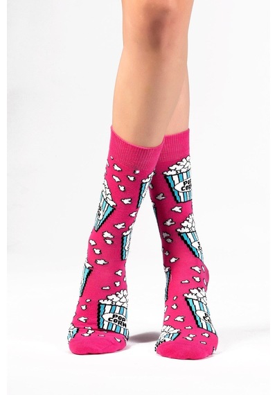 Ozzy Socks Pop Corn Desenli Çorap Fuşya