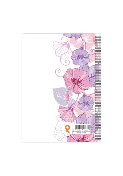 Mor Çiçekler Spiralli Günlük Planlama Defteri - Planlayıcı Defter Beyaz - Mor