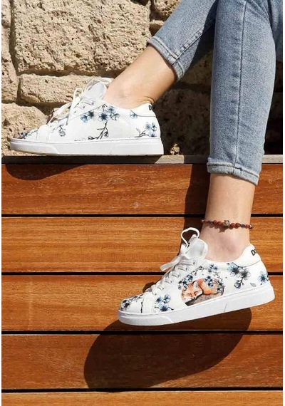 Kadın Vegan Deri Beyaz Günlük Sneakers - Stay Clever Tasarım Çok Renkli
