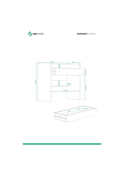 Harmony Tek Çekmeceli Çalışma Masası Beyaz - Cadiz
