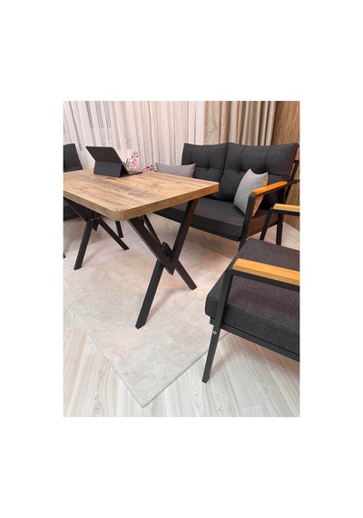 Houseart Balkon ,bahçe , Teras , Cafe ,salon , Metal Kanepe , Metal Kanepe Koltuk ,oturma Takımı 2-1-1 , Yemek Masası , Orta Masa Antrasit