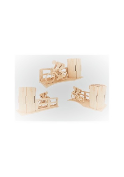Ahşap 3d Puzzle Bisikletçi Kalemlik Maketi