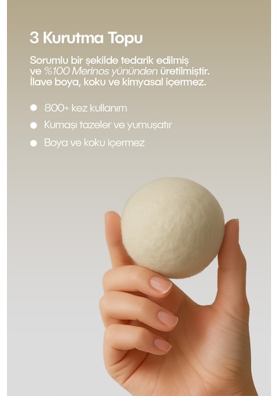 Çamaşır Yün Kurutma Topu - Doğal Yumuşatıcı - Kurutma Makinesi Için - 3 Adet - Xl Tr Diğer