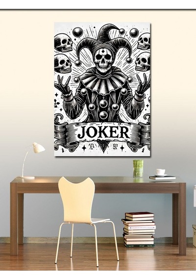 Kanvas Tablo Joker Kafatası Deseni 70cmx100cm