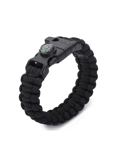 Paracord Bileklik-pusula-ateş Başlatıcı-düdük-siyah-2019 Siyah