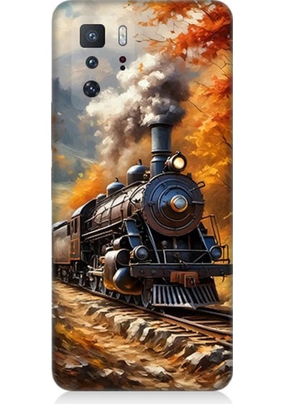 Xiaomi Poco X3 Gt Uyumlu Sonbaharda Buharlı Tren Desenli Silikon Kılıf Çok Renkli