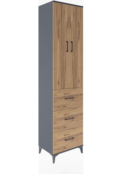 Hyperion Dolap 4 Raflı 3 Çekmeceli 2 Kapaklı 60x44x243 Antras... Antrasit