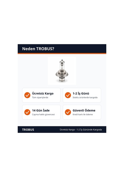 Trobus Oto Far Ampulü H4 Halojen 60/55 Watt 12v P43t 1 Adet