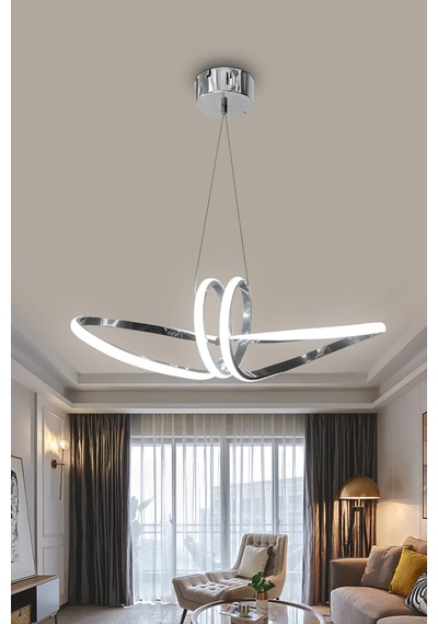 Papyon Toplu Modern Sarkıt Led Avize - - Kumandalı / Krom Krom