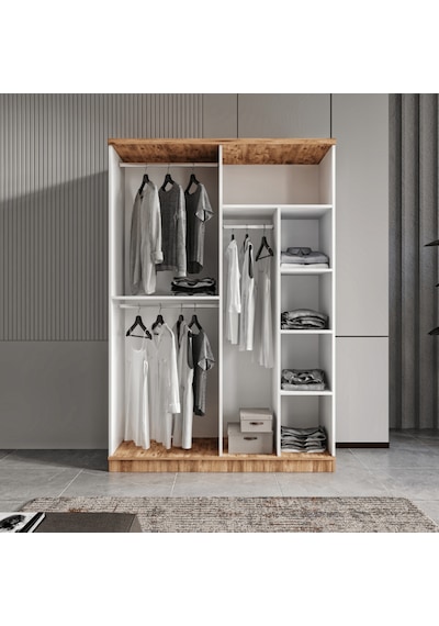 Flora 4 Kapaklı Aynalı Komple Mdf Gardırop - Elbise Dolabı