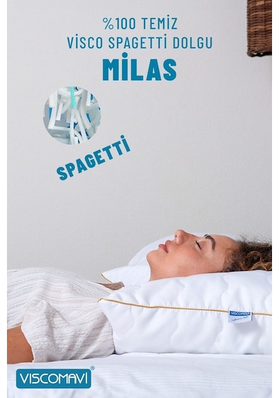 Milas %100 Temiz Spagetti Visco Dolgu Yastık 50x70 Cm